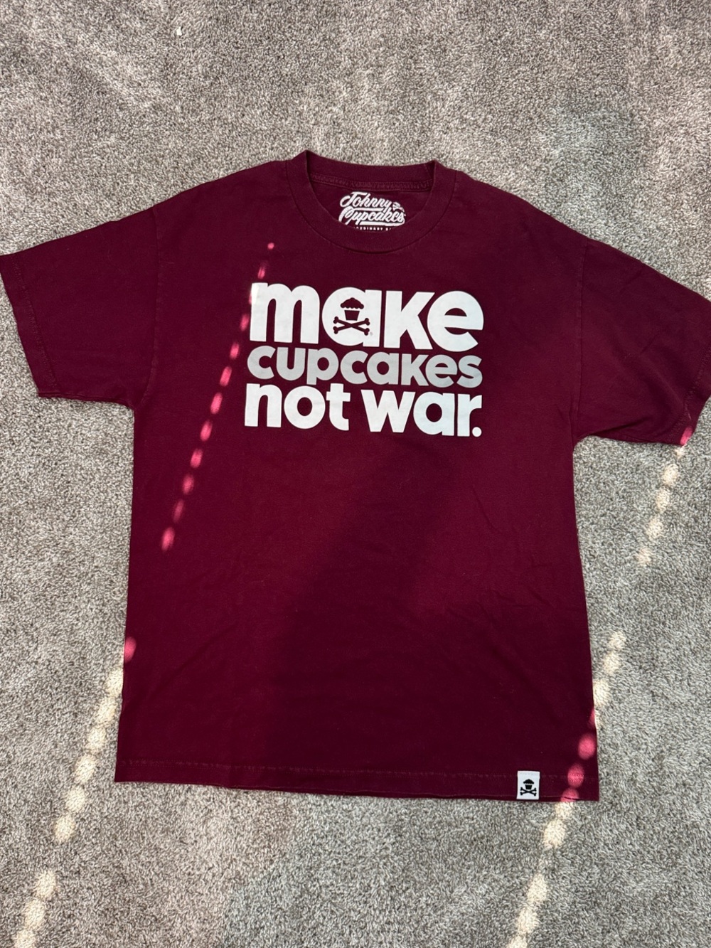Johnny Cupcakes Maroon Short Sleeve Graphic Tee with White Logo
